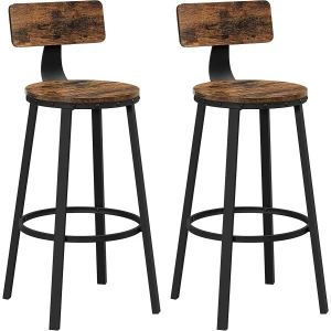 Vintage industrielle barstoler 2-pack - brune og svarte kjøkkenstoler Setehøyde 73 cm