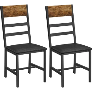 Ergonomiske Spisestuestoler i Vintage Brun og Svart – Sett med 2 for Komfort og Stil