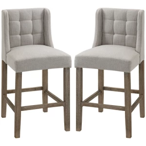 Sett med 2 Klassiske Barstoler i Beige med Elegant Tufting og Komfortabel Sitteopplevelse