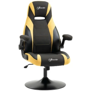 Ergonomisk Kontorstol med Tiltfunksjon og Fällbare Armlener – Svart og Gul Design
