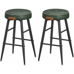 Sett med 2 Barstoler – Elegant Design i Skogsgrønt Syntetisk Lær - 63 cm