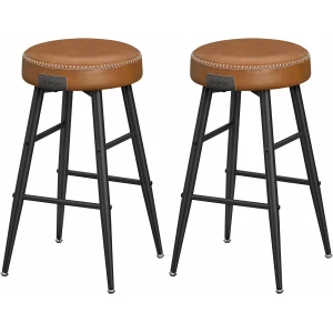 2 Elegante Barstoler – Raffinert Design i Karamellbrunt PU-lær 49,5 x 49,5 x 63 cm