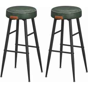 Sett med 2 Elegante Barstoler – Skogsgrønt Syntetisk Lær 51,6 x 51,6 x 76,2 cm