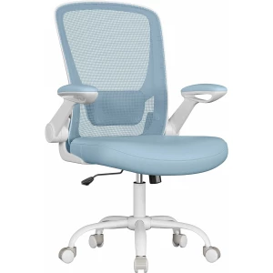 Ergonomisk Kontorstol med Justerbart Svankstøtte og Vippefunksjon - Pastellblå