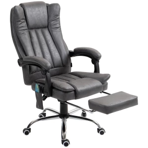 Ergonomisk massasjekontorstol med varme og fotstøtte i grått