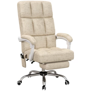 Ergonomisk massasjekontorstol med justerbart ryggstøtte og varmefunksjon i beige