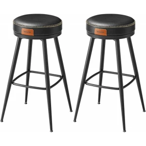 Elegante Barstoler i Teksturert Kunstlær med 360° Rotasjon – Sett med 2