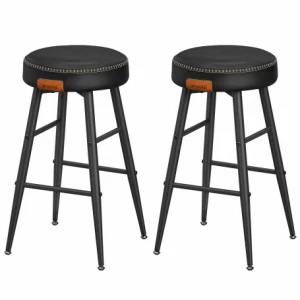 Elegante Justerbare Barstoler – Komfort og Stil i Svart PU-lær 49,5 x 49,5 x 63 cm