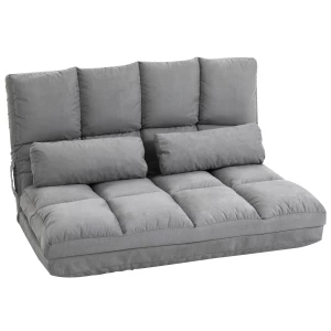 Mysig 2-i-1 Sovesofa med Justerbart Ryggstøtte og Nakkestøtte – Grå, Plassbesparende Design