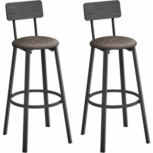 Sete med 2 Elegante Barstoler i Svart med Minimalistisk Design og PU-polstring