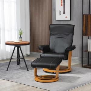 Alternative view of Elegant Recliner med Fotpall og 360° Rotasjon – Komfortabel og Stilren i Svart Kunstlær