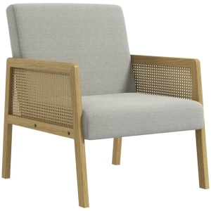 Elegant Stol med Rottinglook og Linneimitasjon – Perfekt for Moderne Interiør