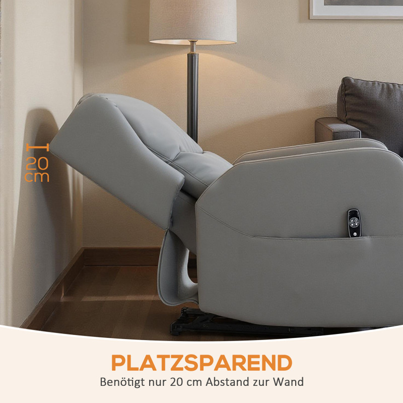 Eksklusiv elektrisk massasjestol – Grå lærblanding med 3D-knadefunksjon - Bilde 3