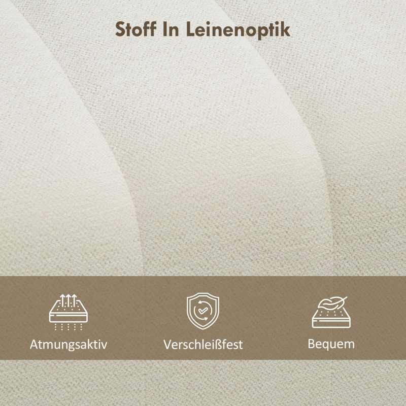 Elegant sengbenk – Kremhvit linlook med kanalquiltet mønster