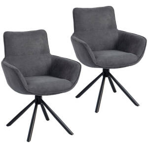 Elegante spisestoler 2-pk – Mørkgrå fløyel, roterbare og komfortable