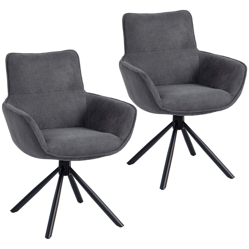 Elegante spisestoler 2-pk – Mørkgrå fløyel, roterbare og komfortable