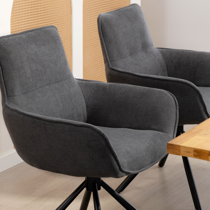 Elegante spisestoler 2-pk – Mørkgrå fløyel, roterbare og komfortable - Bilde 2