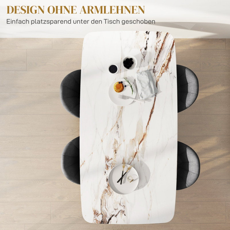 Elegante Spisestoler 4-pk – Mørkgrå Fløyel & Sorte Stålben - Bilde 4