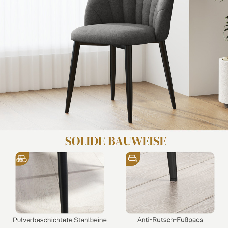 Elegante Spisestoler 4-pk – Mørkgrå Fløyel & Sorte Stålben - Bilde 5