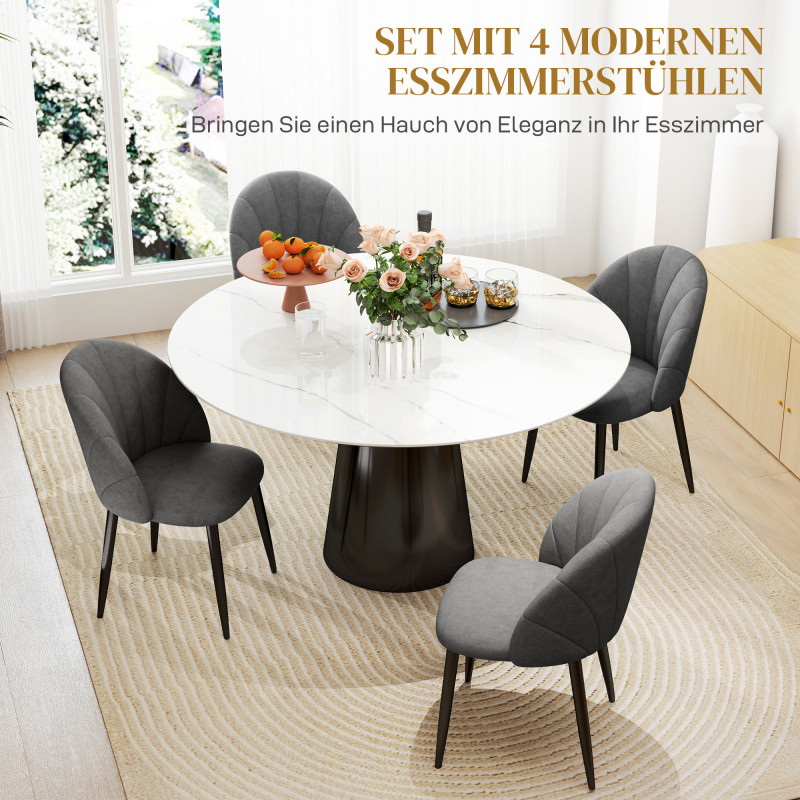 Elegante Spisestoler 4-pk – Mørkgrå Fløyel & Sorte Stålben - Bilde 7
