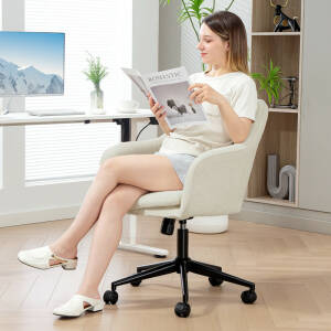 Alternative view of Ergonomisk kontorstol – Beige teddyfleece med justerbar høyde og ryggstøtte