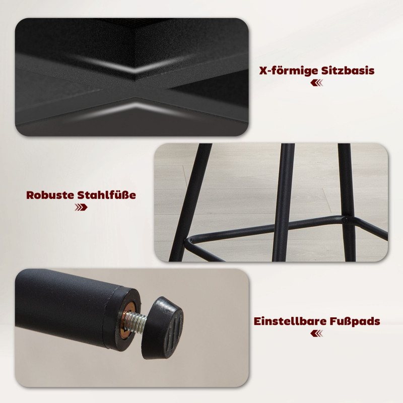 Komfortable Barstoler 2-pk – Beige Chenille med ryggstøtte (68 cm) - Bilde 5