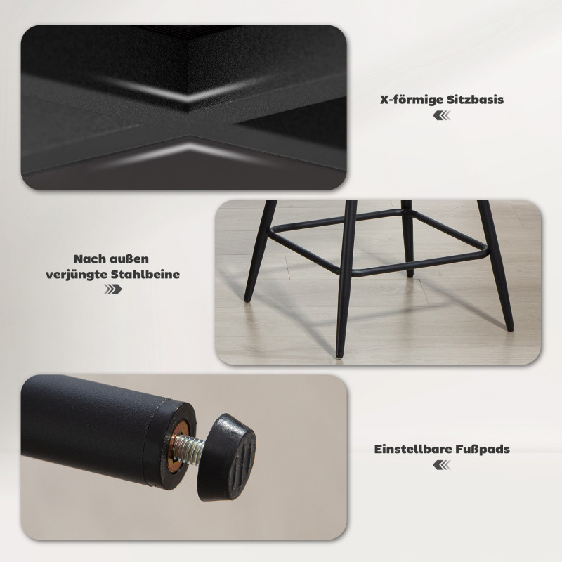 Komfortable Barstoler 2-pk – Grå Cordstoff med snurrefunksjon og ryggstøtte - Bilde 5