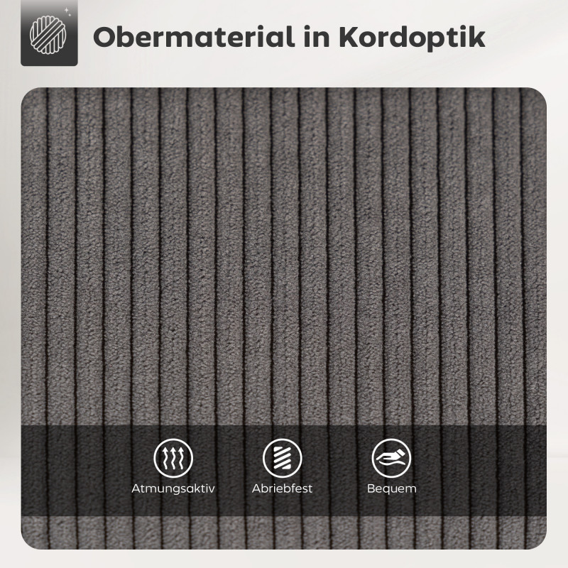 Komfortable Barstoler 2-pk – Grå Cordstoff med snurrefunksjon og ryggstøtte - Bilde 6