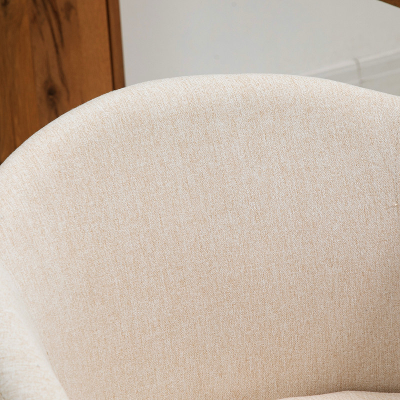 Spisestoler 2-pk Beige Stoff med Armlener og Treben - Bilde 3