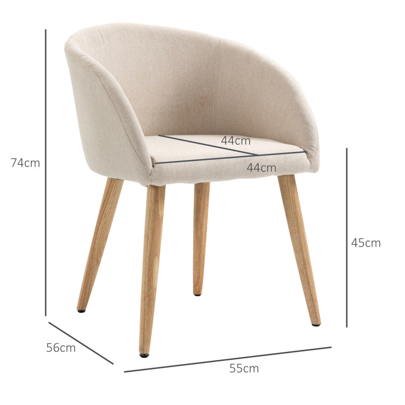 Spisestoler 2-pk Beige Stoff med Armlener og Treben - Bilde 8