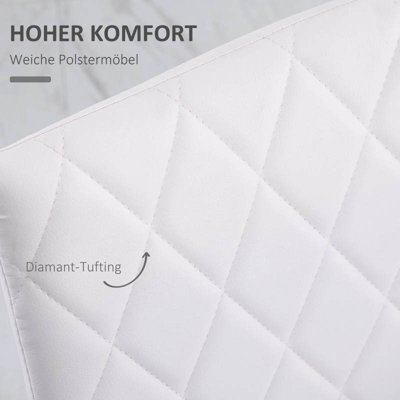 Spisestuestoler 4-pak Hvit Kunstlær med Metallben og Høy Rygg - Bilde 7