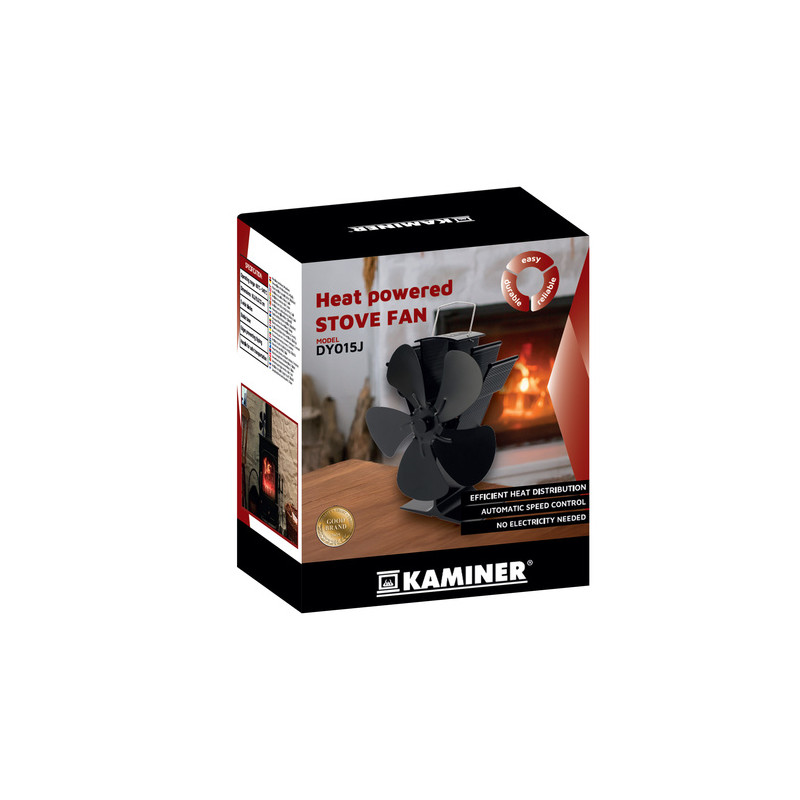 5-blads termodrevet peisvifte – energifri drift, ingen strøm nødvendig