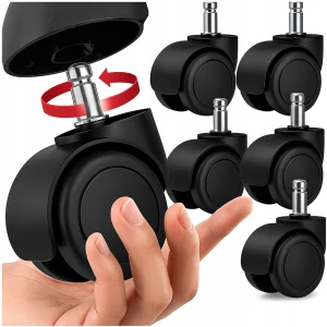 5-pakning stille og ripebeskyttede erstatningshjul til kontorstol – universelle hjul i slitesterk polyuretan