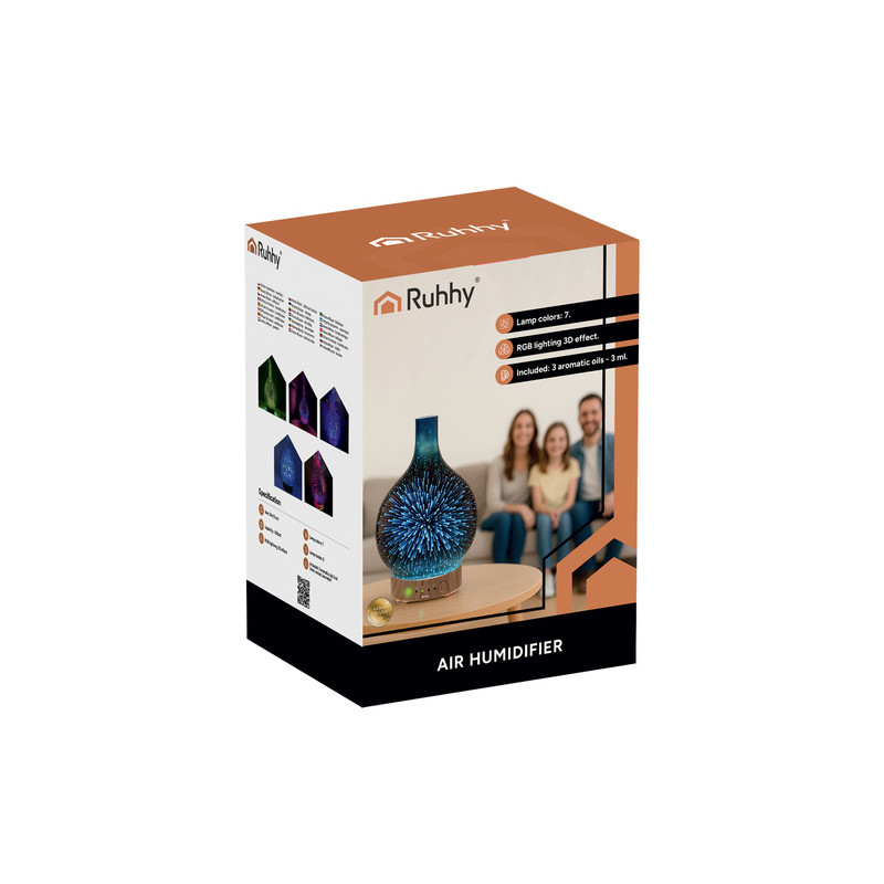 Aroma Diffuser & Luftfukter 200 ml med 14 LED-nyanser, timer og 3 medfølgende duftoljer