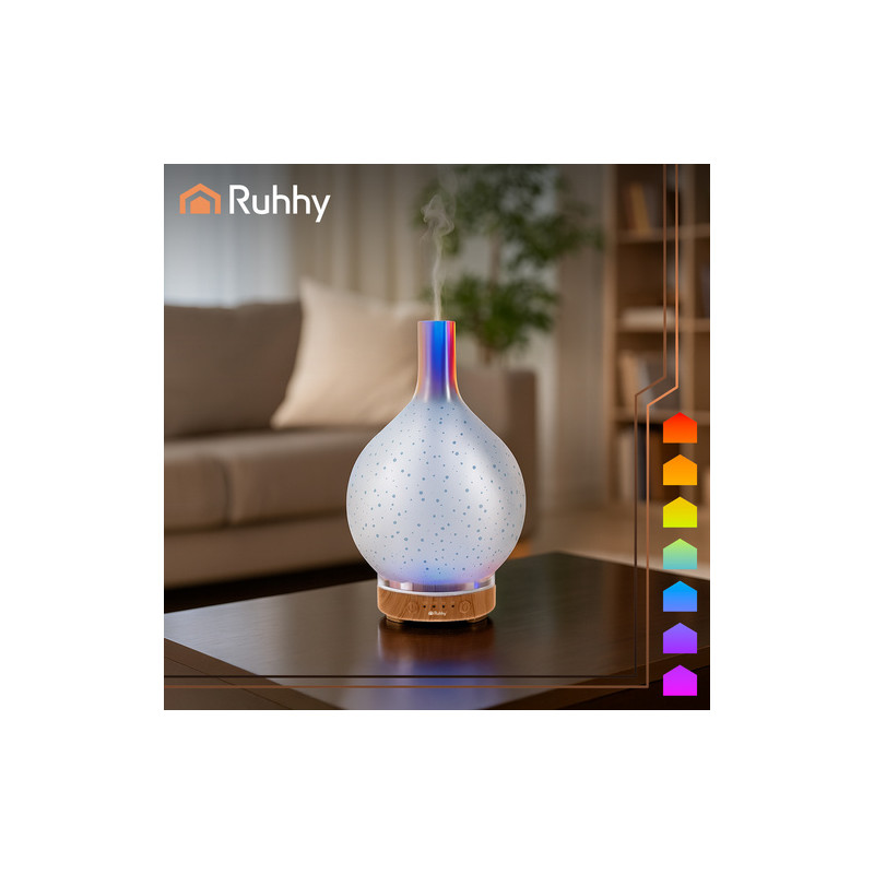 Aroma Diffuser & Luftfukter 200 ml med 14 LED-nyanser, timer og 3 medfølgende duftoljer