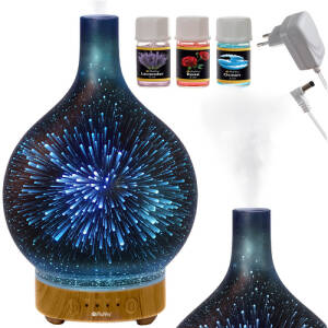 Aroma Diffuser & Luftfukter 200 ml med 14 LED-nyanser, timer og 3 medfølgende duftoljer