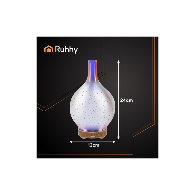 Aroma Diffuser & Luftfukter 200 ml med 14 LED-nyanser, timer og 3 medfølgende duftoljer