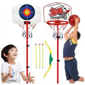 Basketsett for barn 2-i-1 – basketballstativ med dartskive – aktivitetssett for barn (inne og ute)