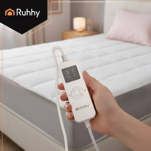 Dobbel elektrisk overmadrass 203×152 cm hvit med 9 varmenivåer, timer og to fjernkontroller