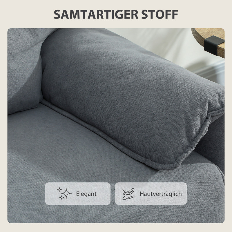 Elegant 2-seters sofa i grått med sammetstoff og metallben - Bilde 4