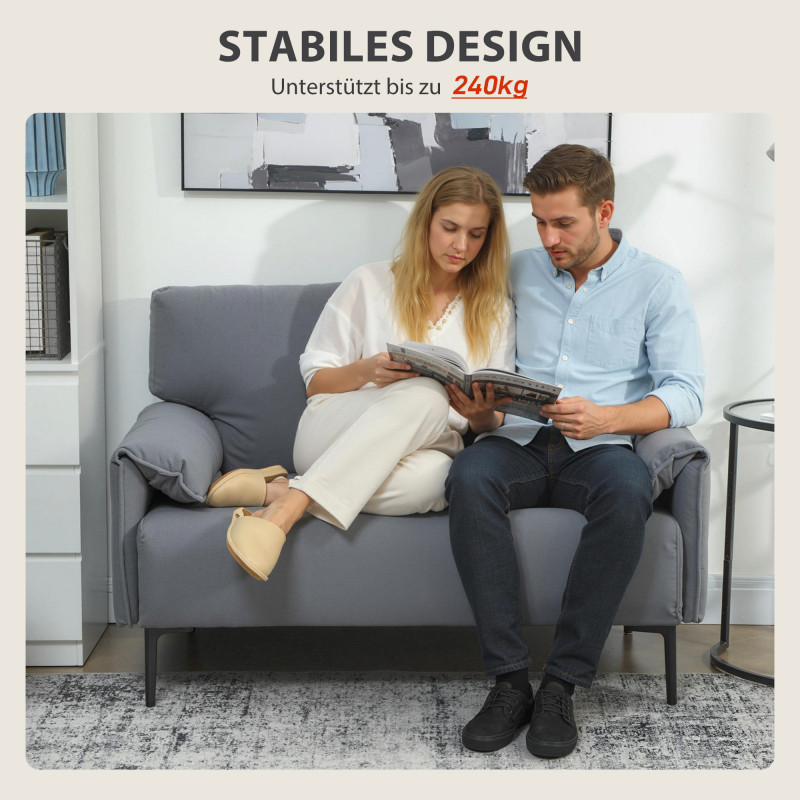 Elegant 2-seters sofa i grått med sammetstoff og metallben - Bilde 6