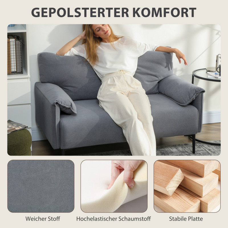 Elegant 2-seters sofa i grått med sammetstoff og metallben - Bilde 7