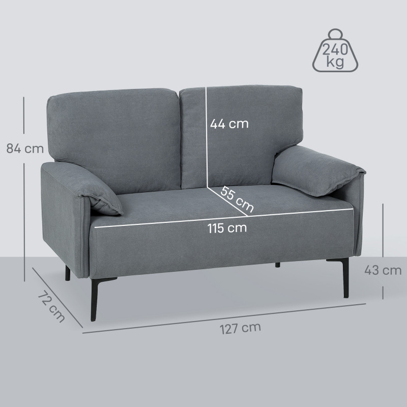 Elegant 2-seters sofa i grått med sammetstoff og metallben - Bilde 8