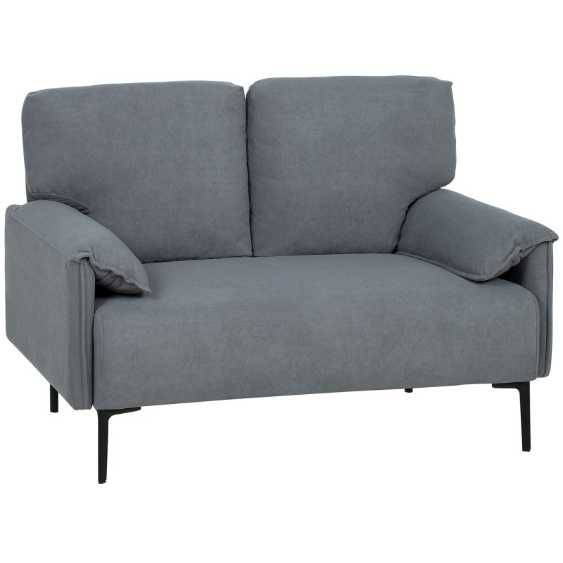 Elegant 2-seters sofa i grått med sammetstoff og metallben