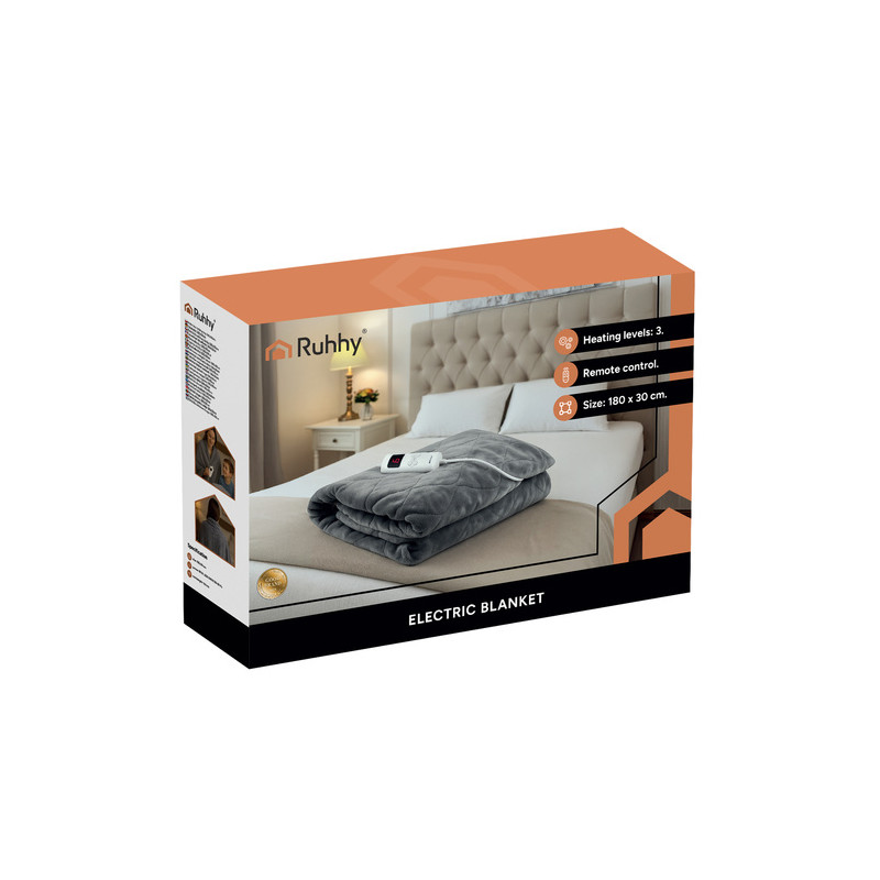 Elektrisk dobbelt varmepledd 180 × 130 cm – 6 varmenivåer, timer og fjernkontroll - Svart