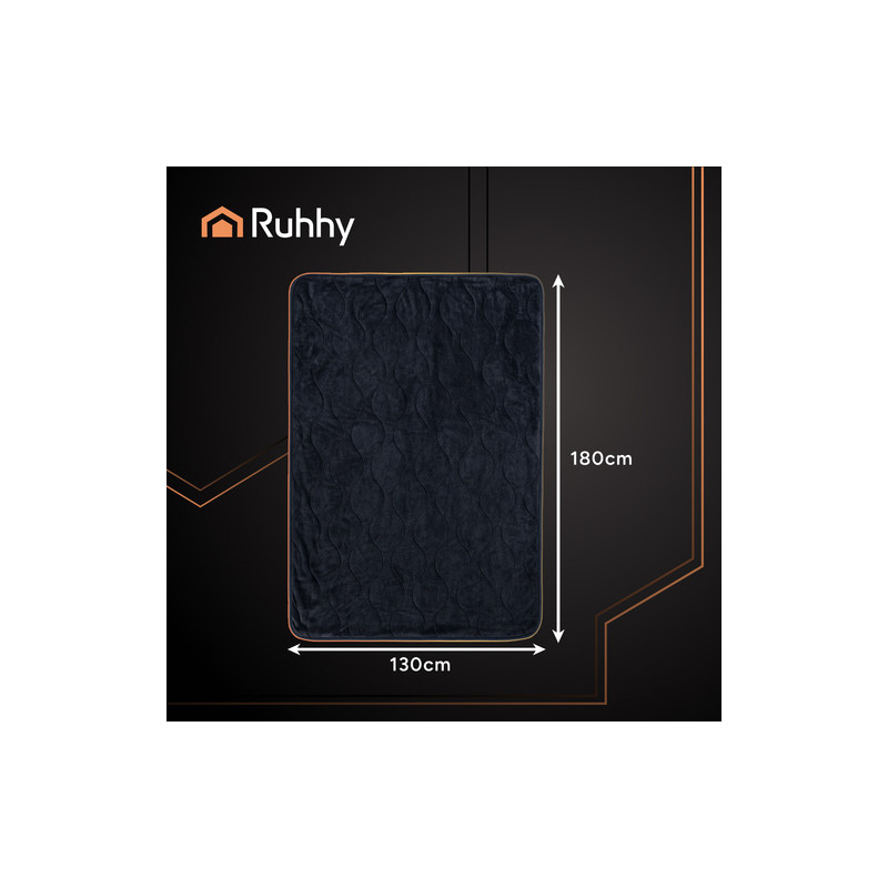 Elektrisk dobbelt varmepledd 180 × 130 cm – 6 varmenivåer, timer og fjernkontroll - Svart