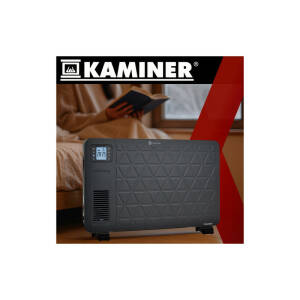 Elektrisk konvektor 2300W i svart med WiFi-styring, fjernkontroll, LCD og timer – 70 × 43 × 12 cm