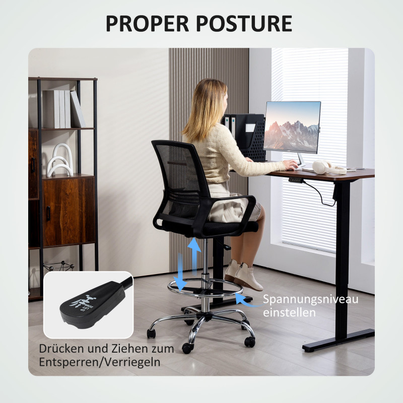 Ergonomisk kontorstol med meshrygg – svart - Bilde 6