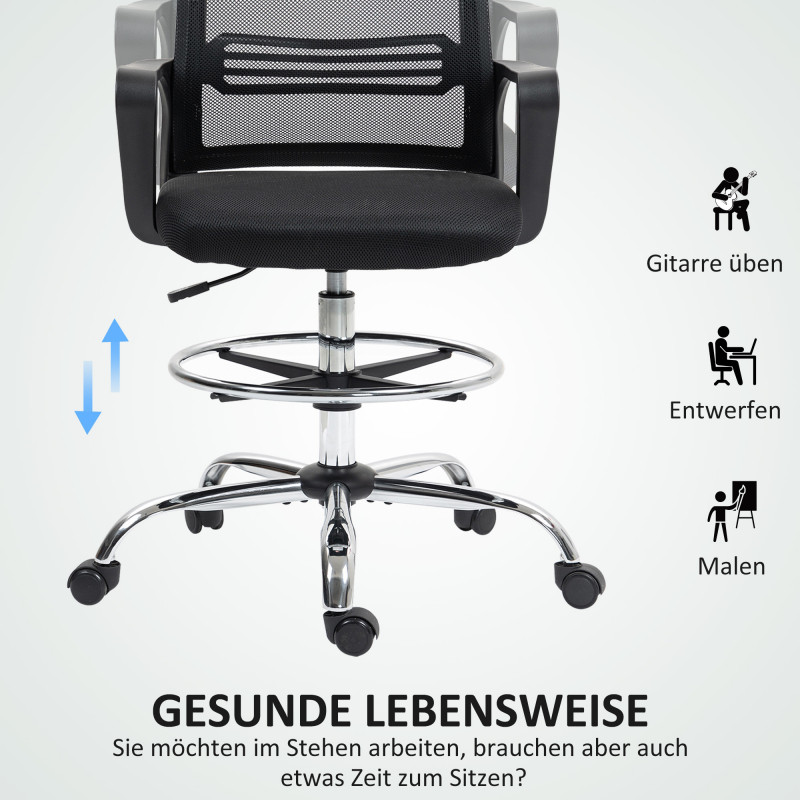 Ergonomisk kontorstol med meshrygg – svart - Bilde 7