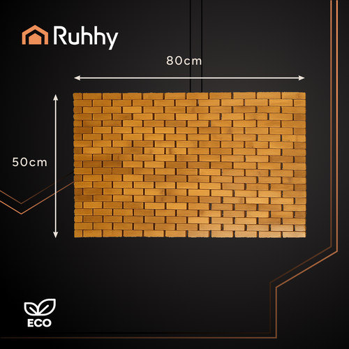 Halkfri bambumatte 80×50 cm – vanntett bade- og dusjmatte i naturlig finish